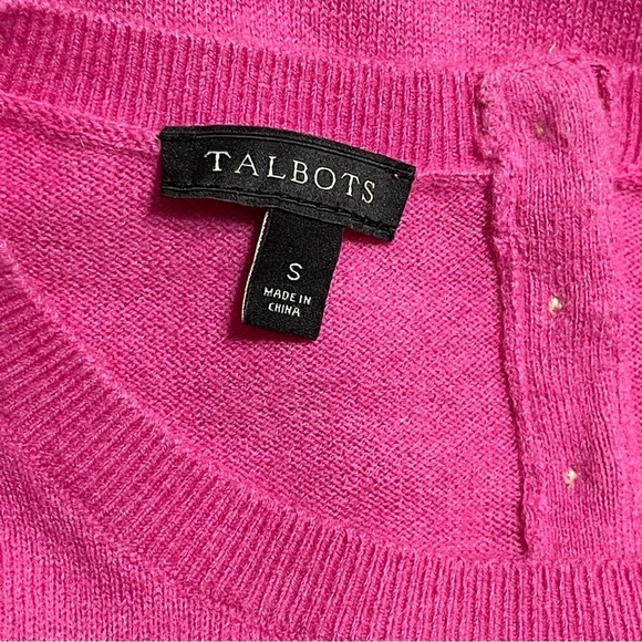 Talbots Pink Lambswool Crewneck Flutter Sleeve Sweater Small - Picture 9 of 11